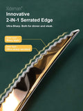 16-Piece Hammered Silver Gold Silverware Set, Modern Golden 18/10 Stainless Steel Flatware Set