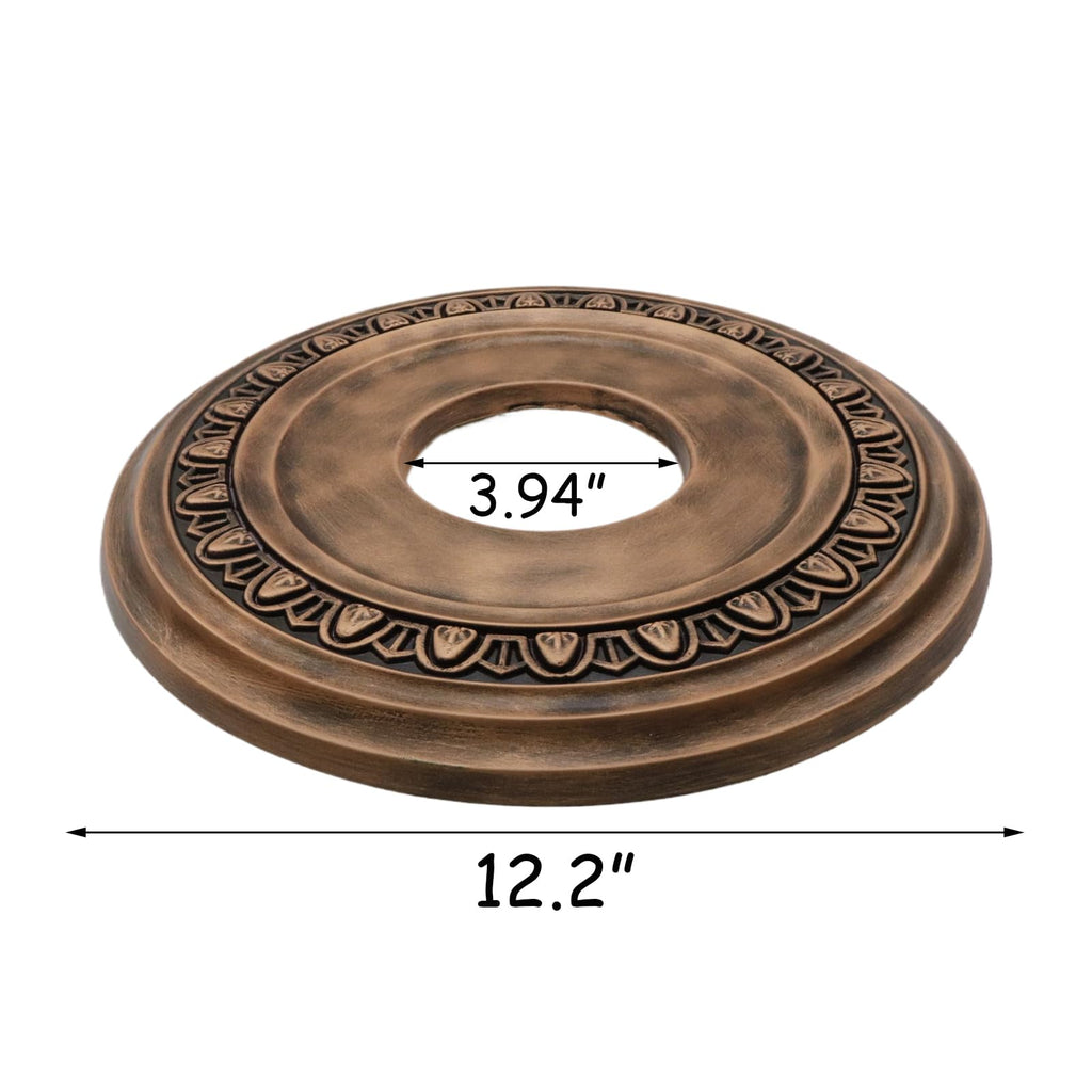 Ceiling Medallion 12"OD x 3.94"ID PU Ceiling Medallion for Light Fixtures European Style Ceiling Light Decorative Fan