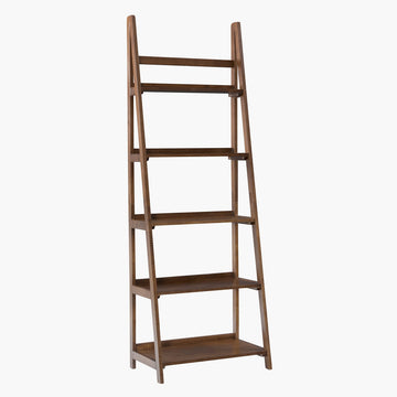 Melissa Walnut Mid-Century 5 Shelf Bookcase