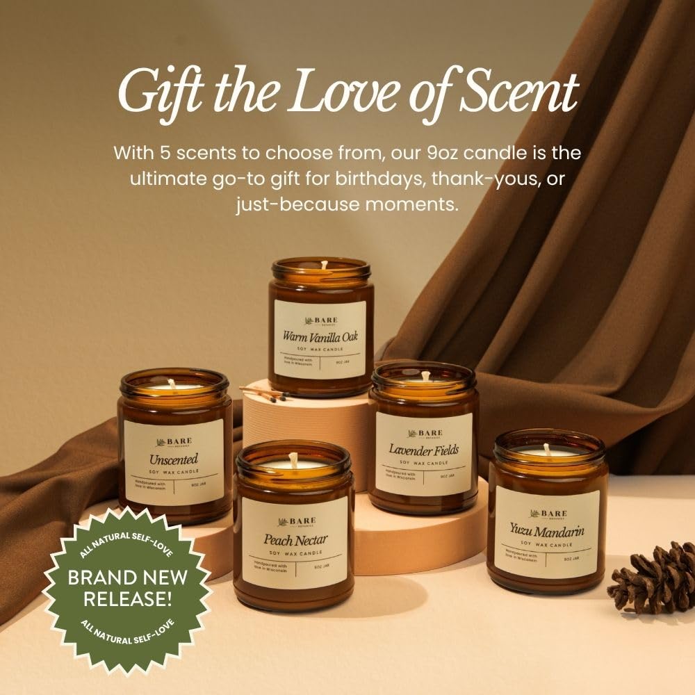 9oz Non Toxic Soy Candle Lavender Fields - 40+ Hour Burn
