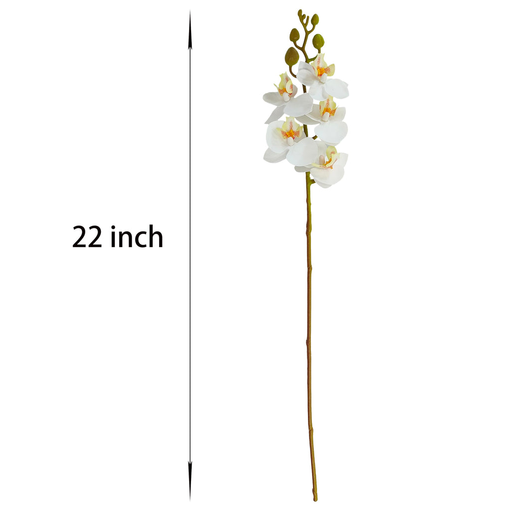 8 Pack White Orchid Artificial Flowers Real Touch, 22'' Artificial Fake Faux Silk Orchid Stem Bouquets for Wedding