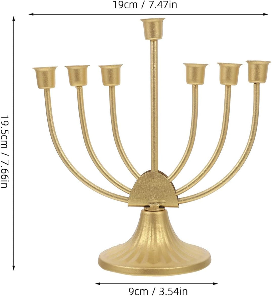 Hanukkah Multi-Head Candle Holder 7 Branch Metal Candle Stand Decorative Candlestick for Holiday Table Centerpiece