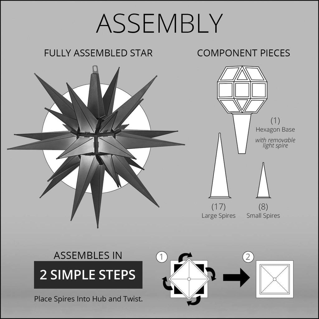 14" LED Moravian Star Light - Hanging Lighted Stars - Star Lantern (Gold)