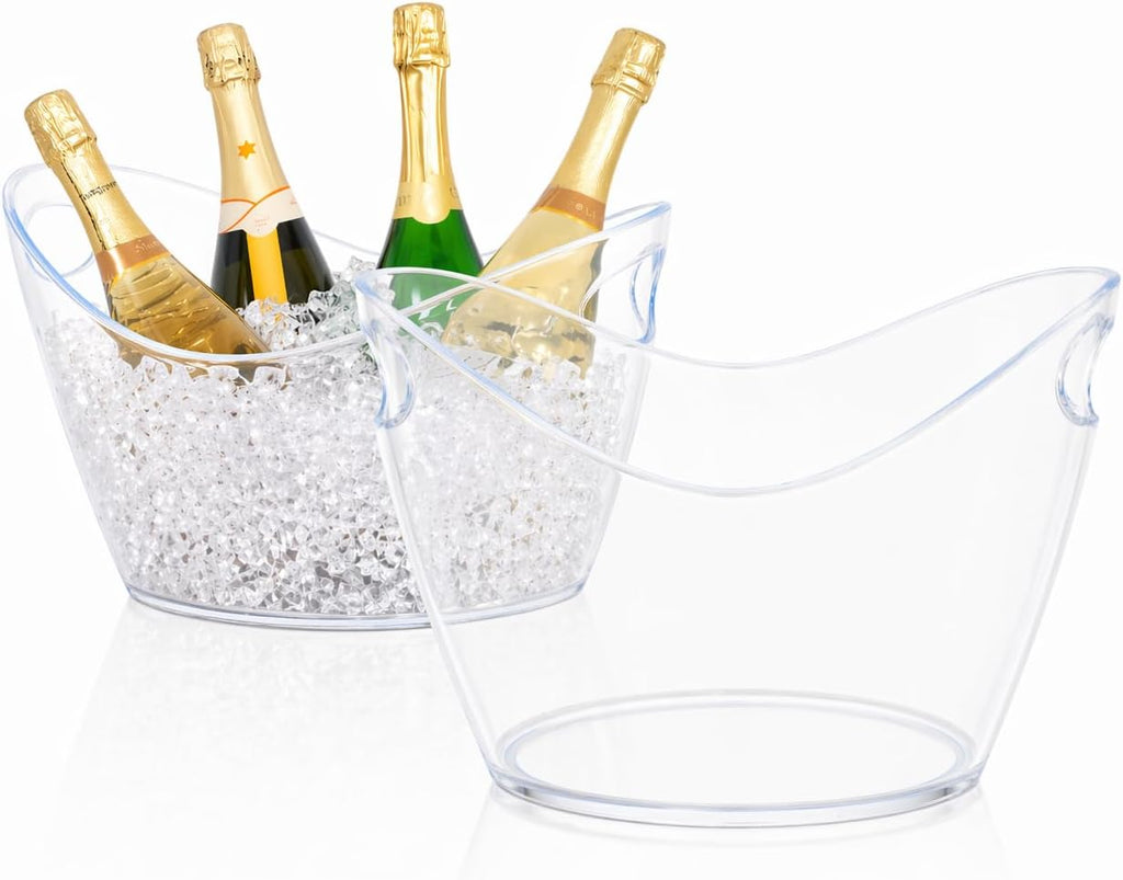 Large Clear Ice Bucket 3 Gallon(12L), Beverage Tub for Parties (2 Pack) - Set of 2