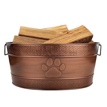 25-Quart Tub for Firewood Storage Rack Log Holder - Heavy-Duty Portable Galvanized Tub with Handles for