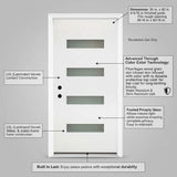 36 x 80 Fiberglass Entry Door, Modern Front Door with 4-Lite Frosted Glass, Exterior Entry Door for Home, Right Hand