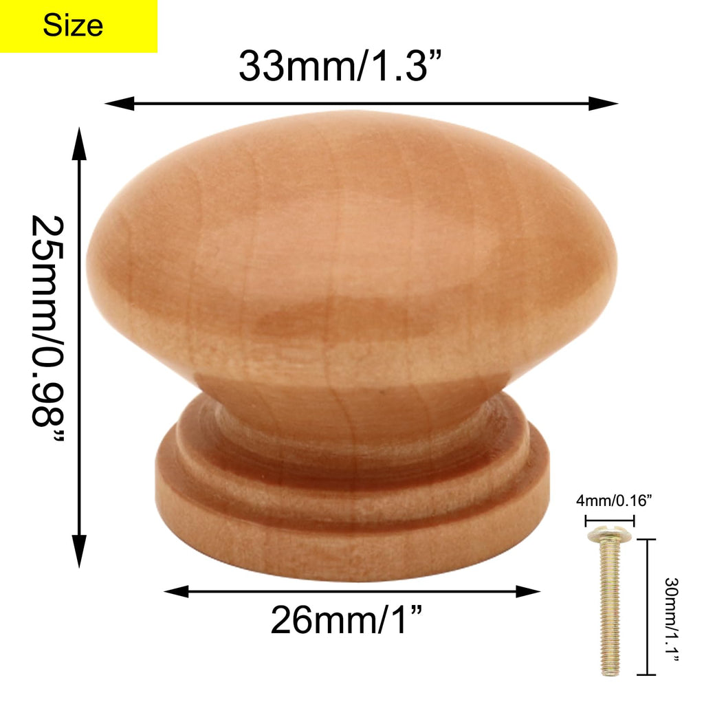 Wooden Cabinet Knobs 20Pcs, Log Varnish Dresser Wood Knobs Mushroom Wooden Dresser Drawer Knobs Pulls Handles with