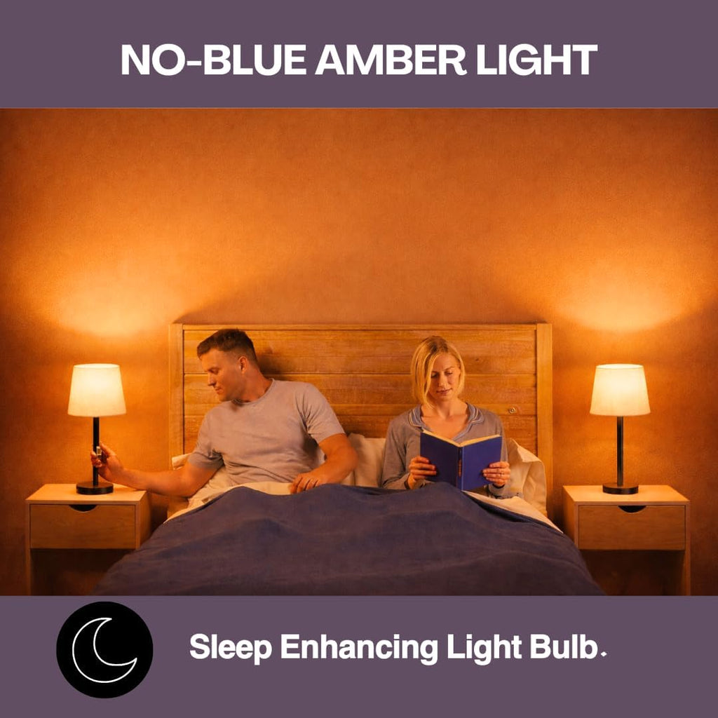 Everyday Sleep Light Bulb - No Blue, Amber LED, 2000K Nighttime Lighting, Dimmable A19 Bulb Promotes Natural