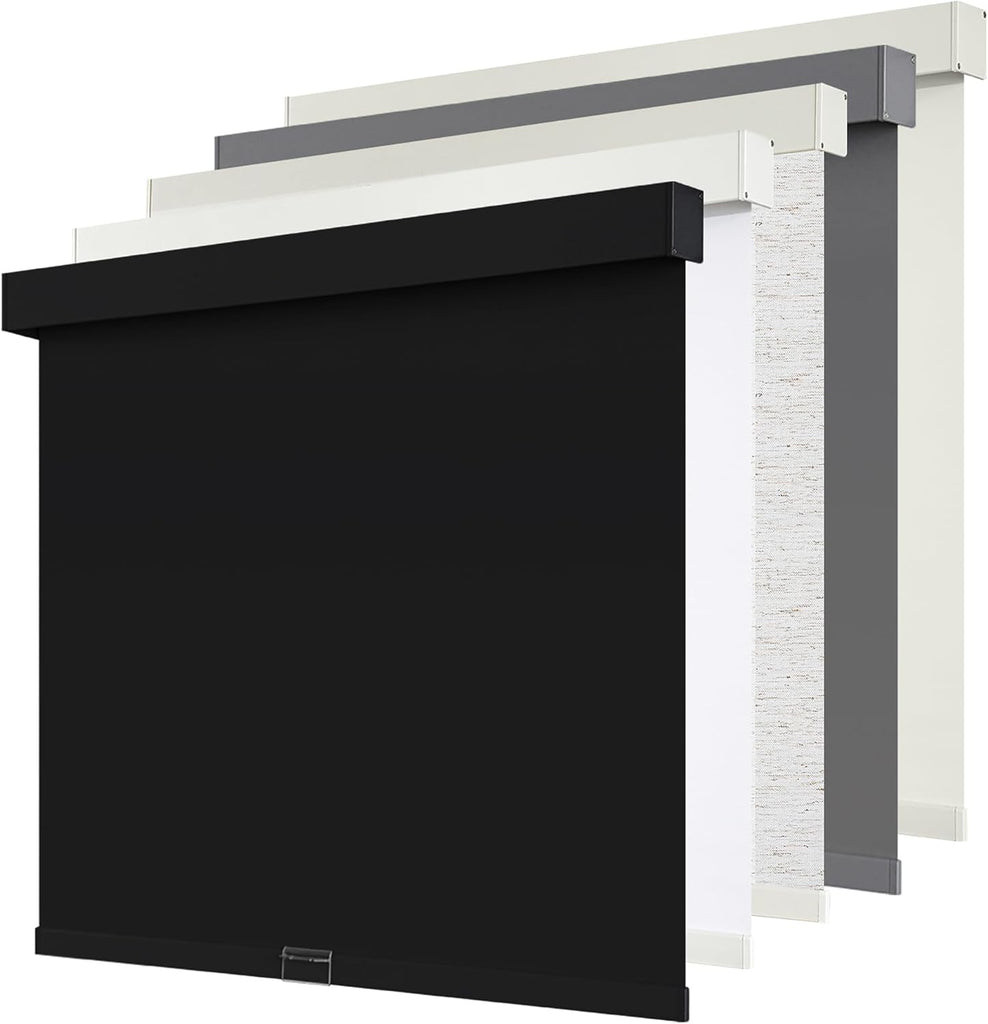 Cordless Blackout Roller Shades Blinds for Windows Free-Stop,Pull Down Room Darkening with Valance,Thermal Insulated