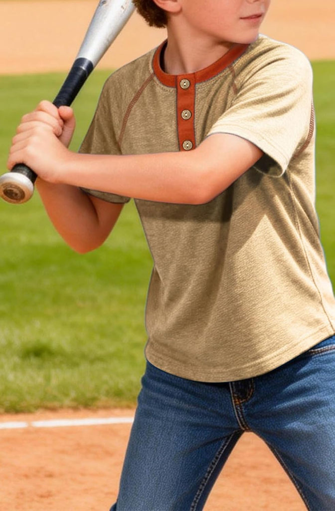 Boy's Henley Shirts Kids Short Sleeve Stylish T-Shirt