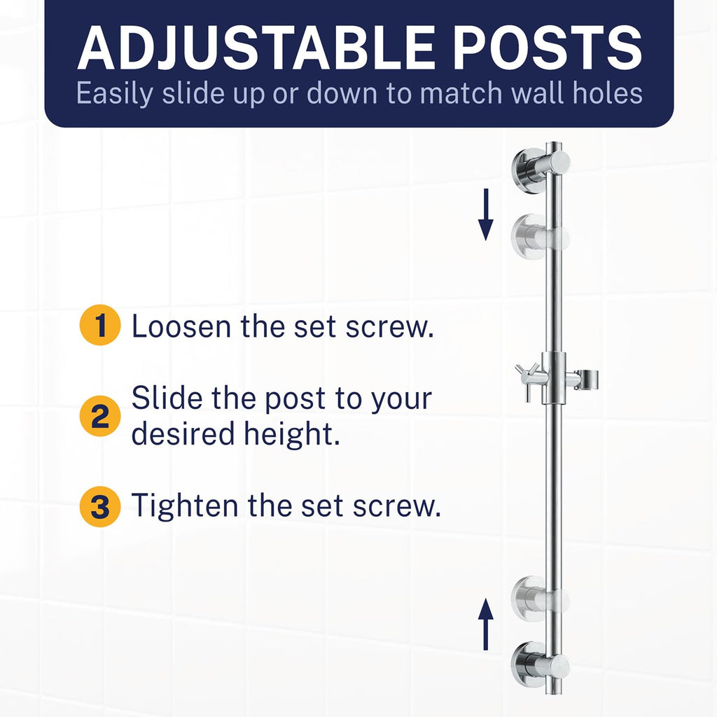 Metal Shower Slide Bar Set with Handheld Shower Head and Hose