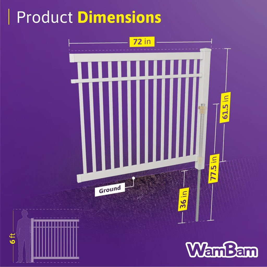 Windsor Pool Fence, White Vinyl No Dig DIY Kit | 5ft H x 6ft W, 1 Panel x 1 Post, BL19107