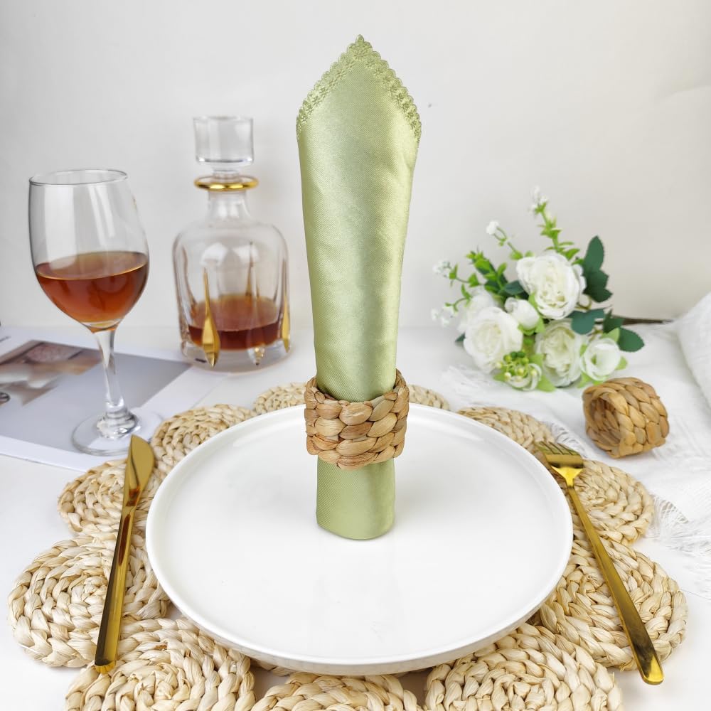 Rattan Woven Napkin Rings Natural Rustic Boho Napkin Ring - Set of 12
