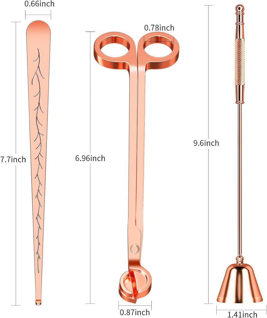 3 in 1 Candle Care Kit - Wick Trimmer, Snuffer & Dipper Set (Rose Gold)