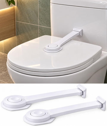 2 Pack Toilet Locks Baby Proof - Easy to Use Toilet Seat & Lid Lock Kit