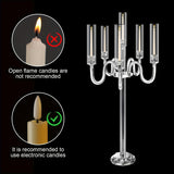 6 Arm Acrylic Candle Holder for Tables, Acrylic Candelabra Centerpieces for Taper LED Candles, 37.4 in Tall