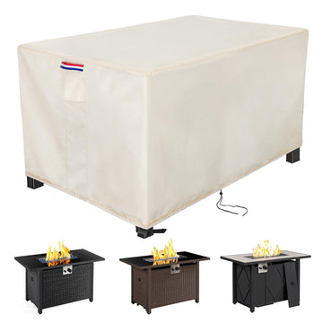Fire Pit Cover Rectangular Waterproof 600D, 48 x 24 x 24 Inch Beige