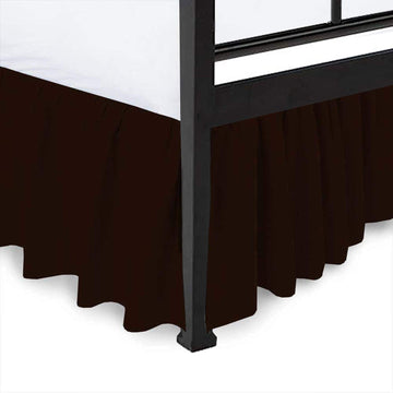 Split Corners Dust Ruffled Bed Skirt with Platform Three Sided Coverage -California King, Chocolate, 24 Inch Drop