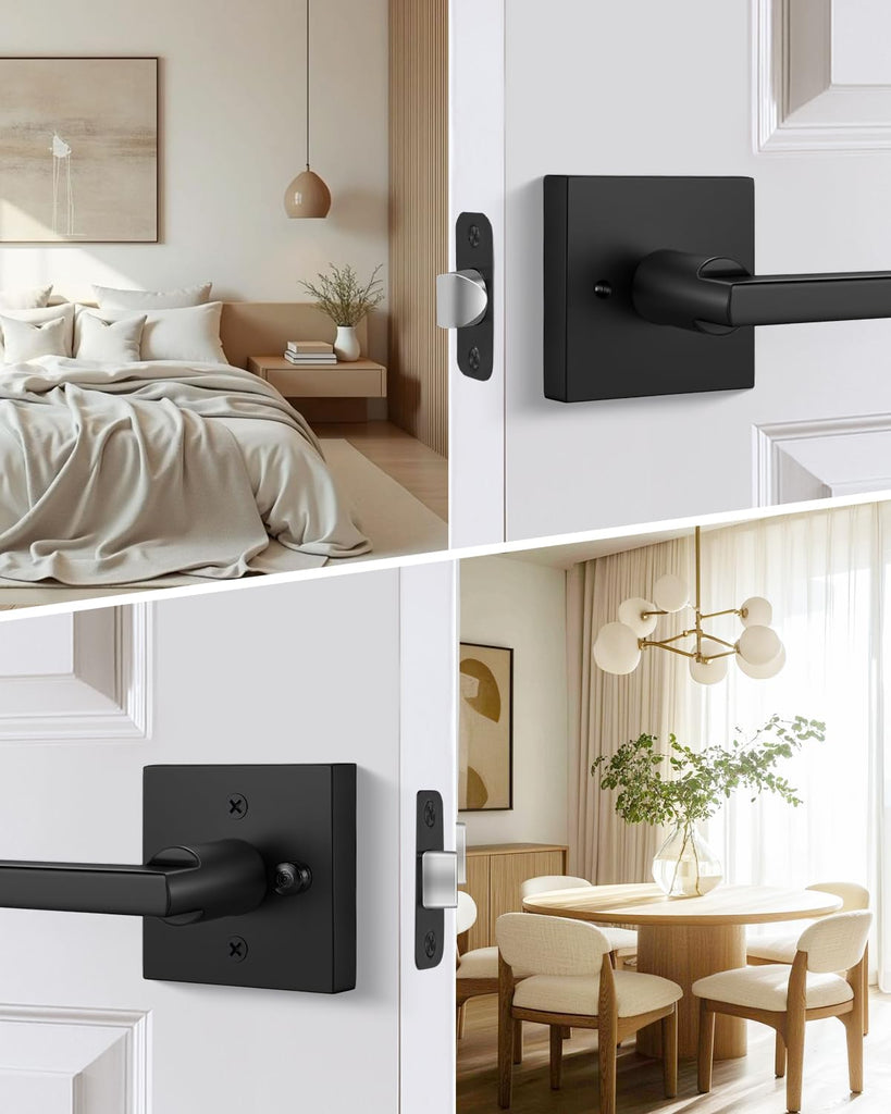 Black Interior Door Handles, Matte Black Door Handle Interior, Black Privacy Lever Door Handle, Heavy Duty Interior