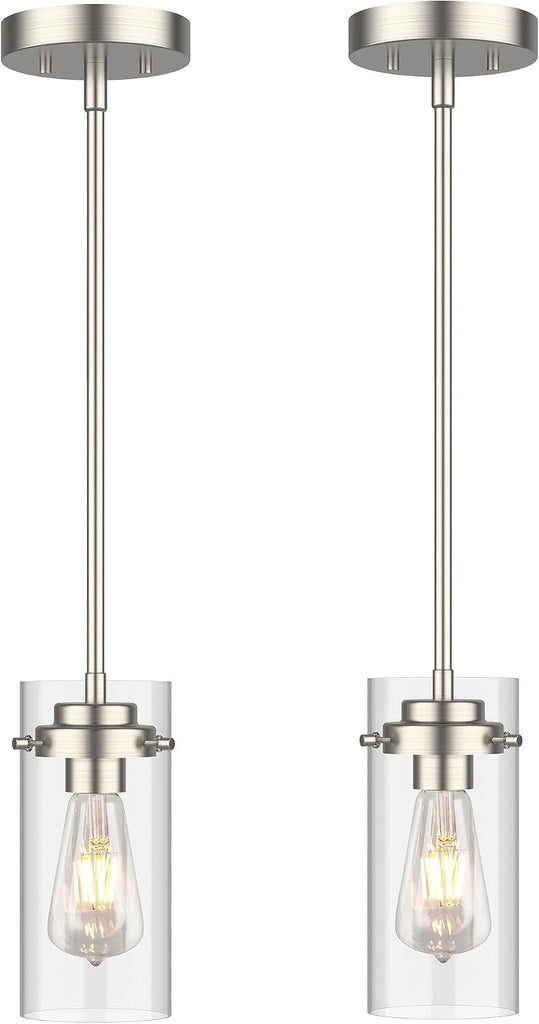 Pendant Light (2 Packs), Kitchen Ceiling Hanging Light, Adjustable Height, Kitchen Light Fixtures Brushed Nickel