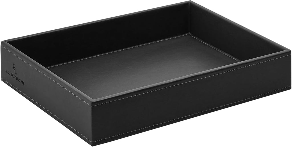 Valet Tray for Men - Nightstand Organizer EDC Tray for Wallet and Keys - Dresser Leather Catchall Dump Key Tray