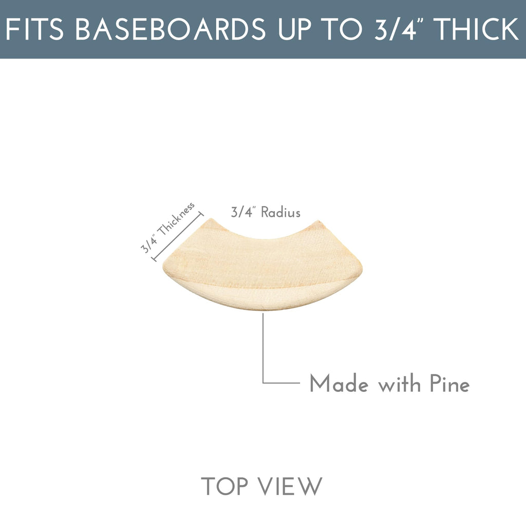5.5" x 3/4" Rounded Outside Bullnose Corner Baseboard Molding and Trim Block. Pine. Fits Standard 3/4" Rounded