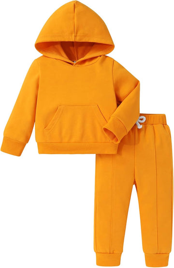 Baby Clothes for Girls Boy Solid Color Hoodie and Sweatpants Fall Winter Outfit Toddler Sweatsuit