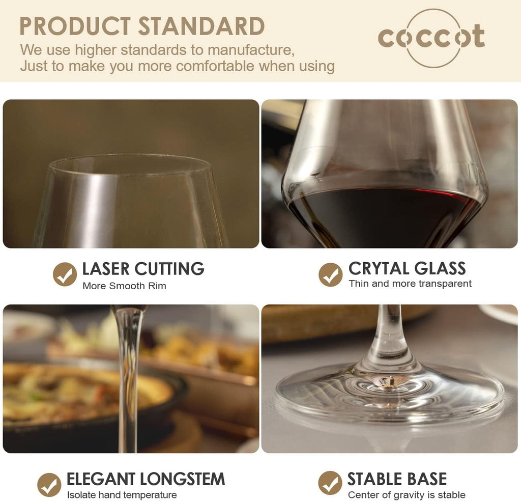 Wine Glasses,White Red Wine Glasses Set of 6, Lead-Free Premium Glass,Hand Blown Italian Style Burgundy Long Stem
