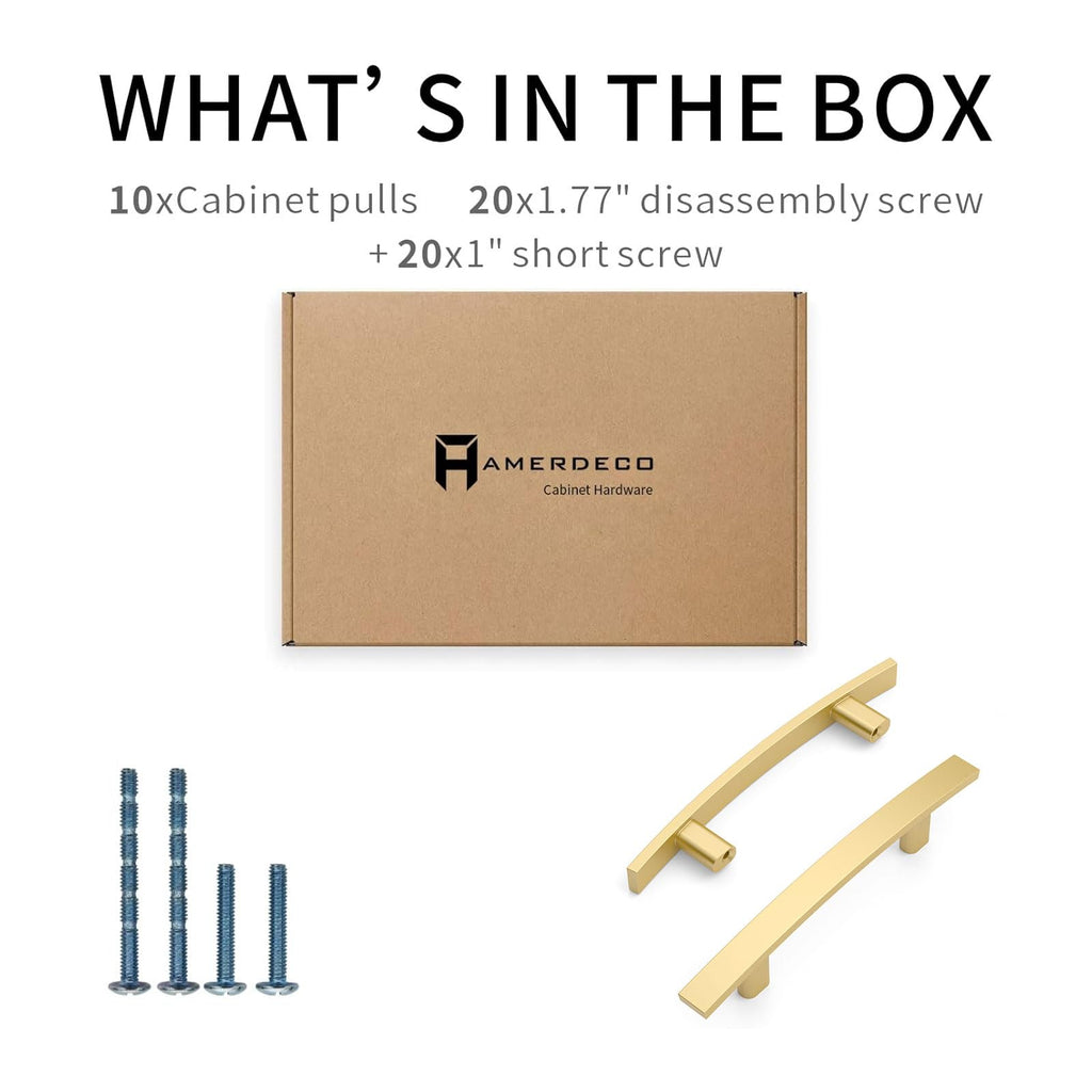 10 Pack Brushed Gold 3 Inch(76mm) Hole Centers Kitchen Cabinet Pulls Cabinet Hardware Kitchen Handles for Cabinets