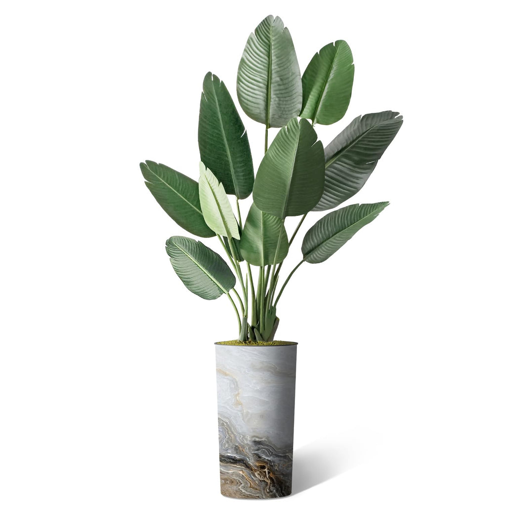 Artificial Tree in Modern Granite Effect Planter, Fake Bird of Paradise Silk Tree for Indoor and Outdoor Home