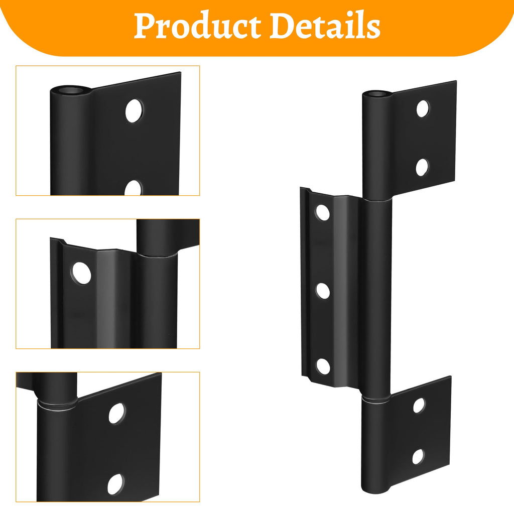 3-Pack Matte Black Screen Door Hinges, 1/8 Inch Grooved Center