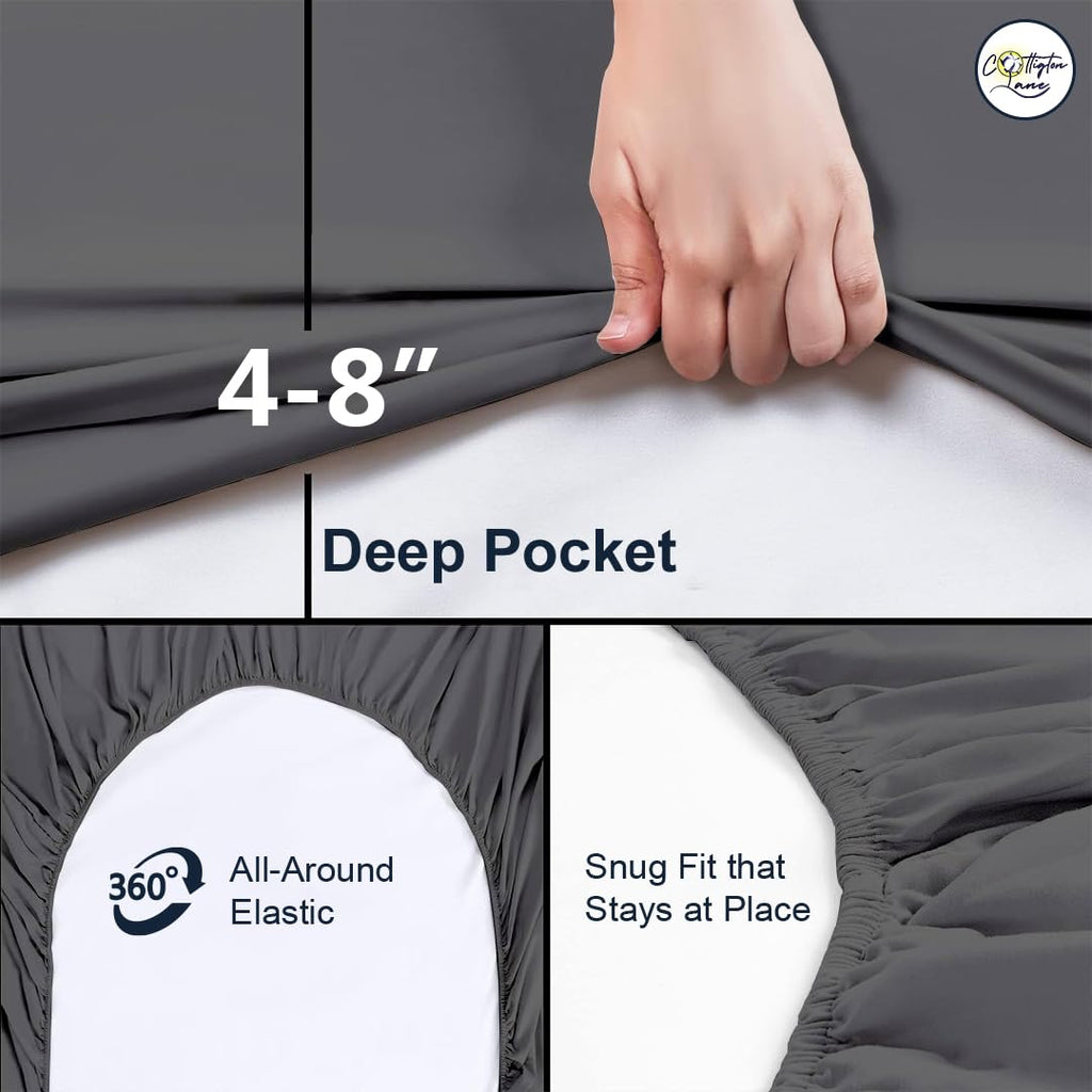 Cot Fitted Sheet 25 x 75, 100% Egyptian Cotton, Dark Grey