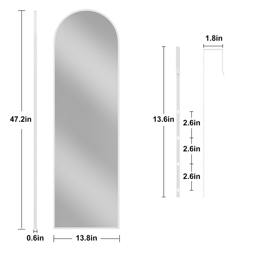 Arched Full Length Door Mirror 14"x48" Full Body Mirror White