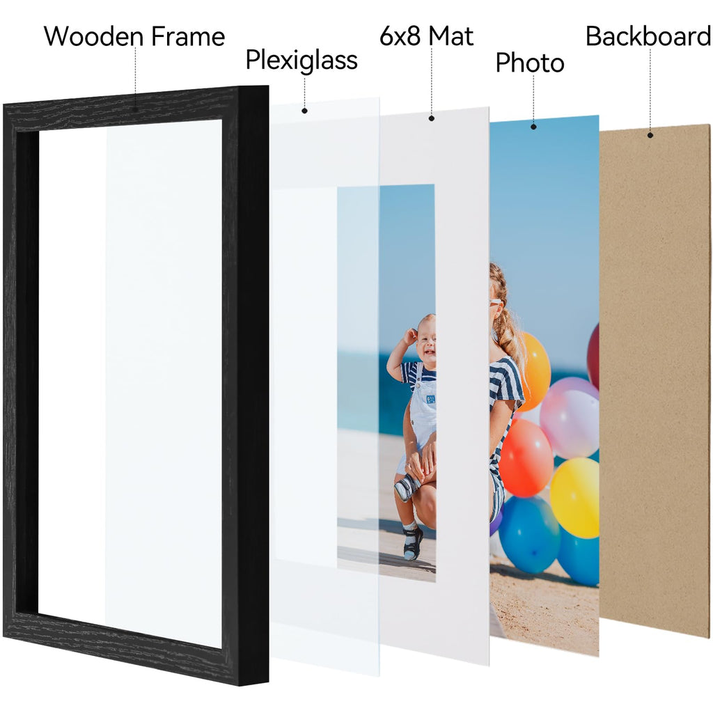 8x12 Picture Frame Set of 3 for Wall & Tabletop Display, Black