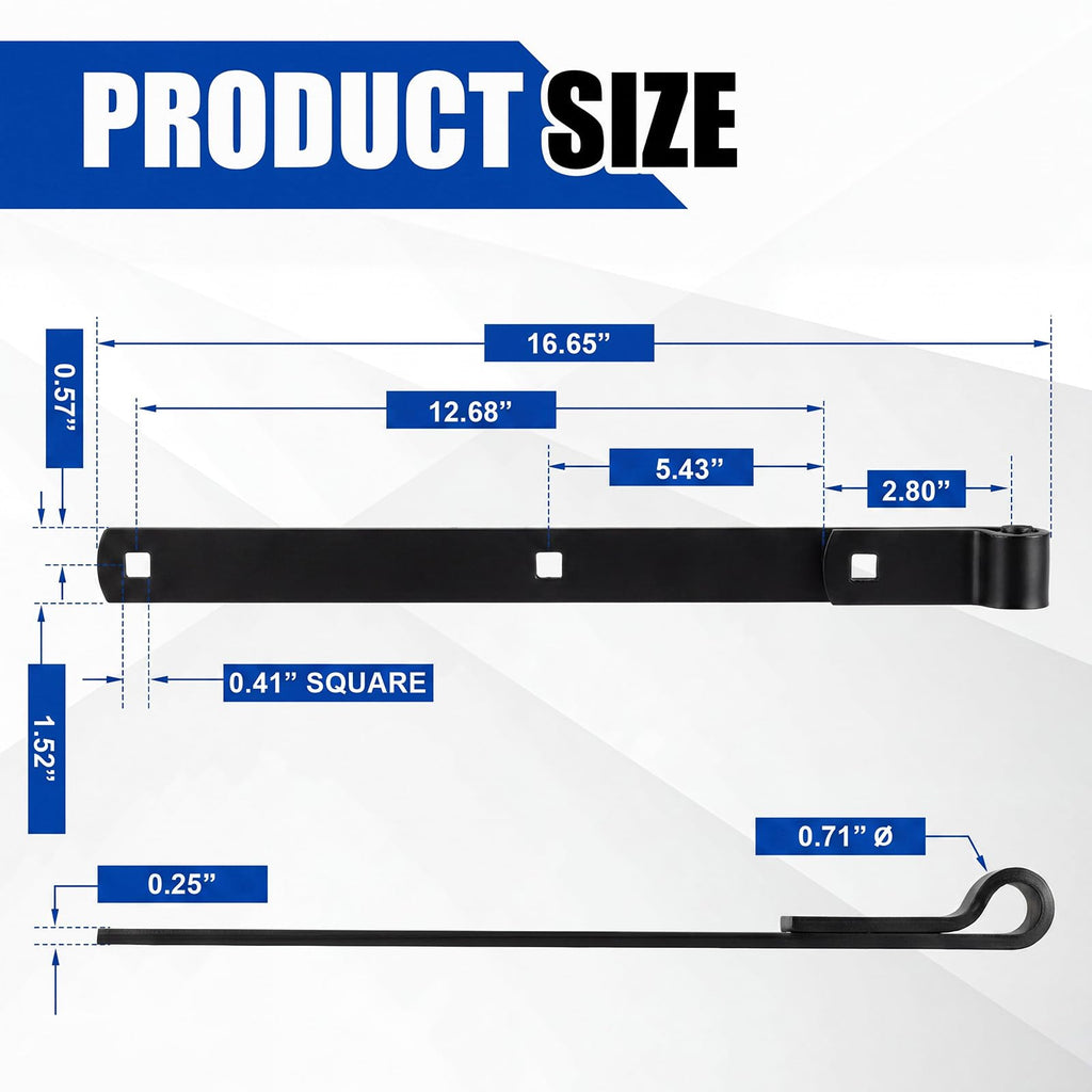 4 Pack 16" Zinc Strap Hinge Heavy Duty for Gate, Barn, Shed, Black