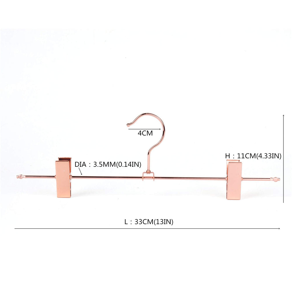 13 Inch 20 Pack Heavy Duty Rose Gold Copper Stainless Steel Slack Hanger, Pants Hanger, Skirt Hanger with Adjustable