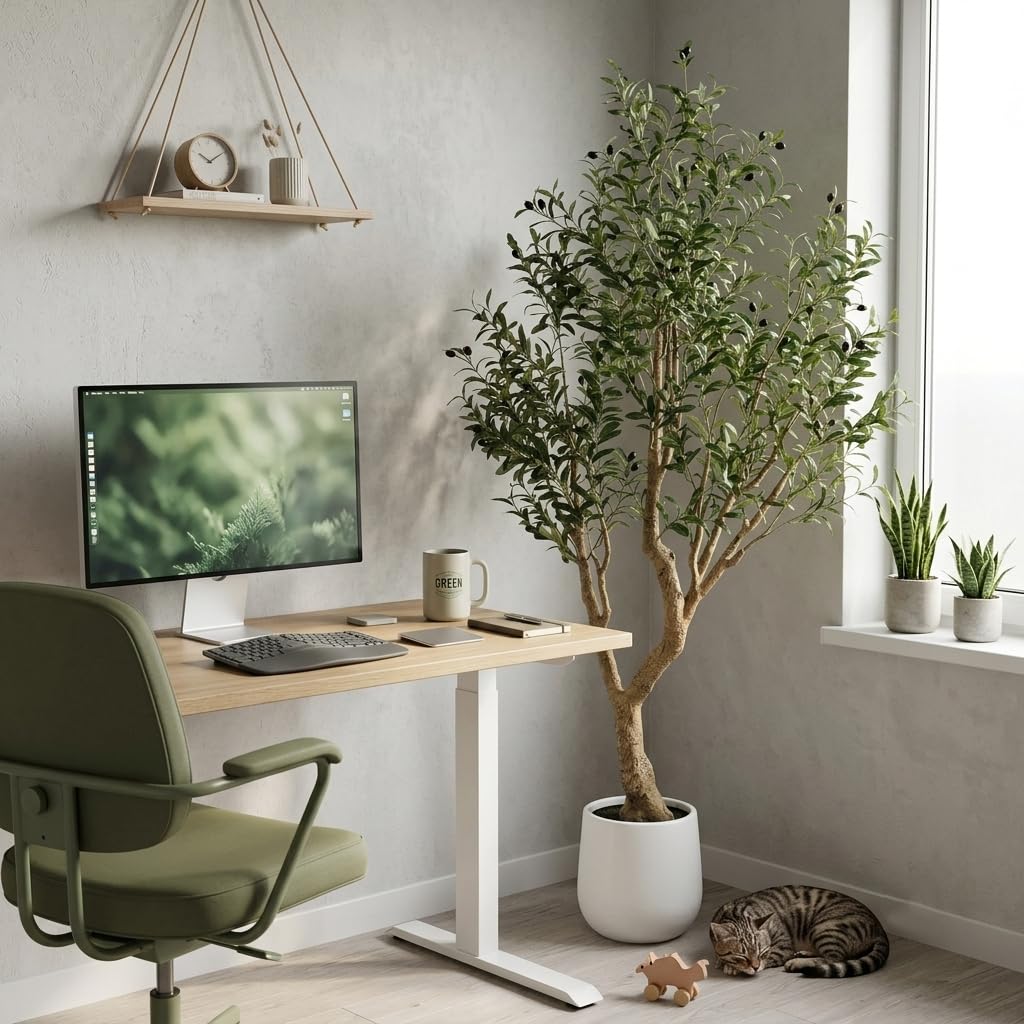 Artificial Olive Treewith White Pot, 6.5FT
