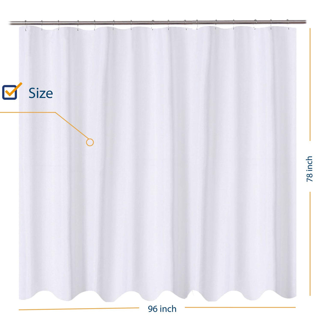 Fabric Shower Curtain Liner 96 x 78 inch XL Size, White