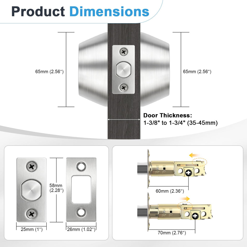 1 Pack Satin Nickel Double Cylinder Deadbolt Lock Set, Keyed Two Sides Door Lock for Exterior and Interior Door