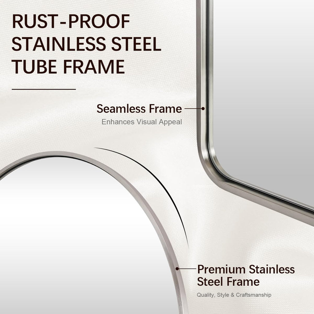 Brushed Nickel Arched Mirror, 30x30'' Arch Wall Mirror, Arch Bathroom Mirror Rustproof Metal Frame 1'' Deep Set Wall