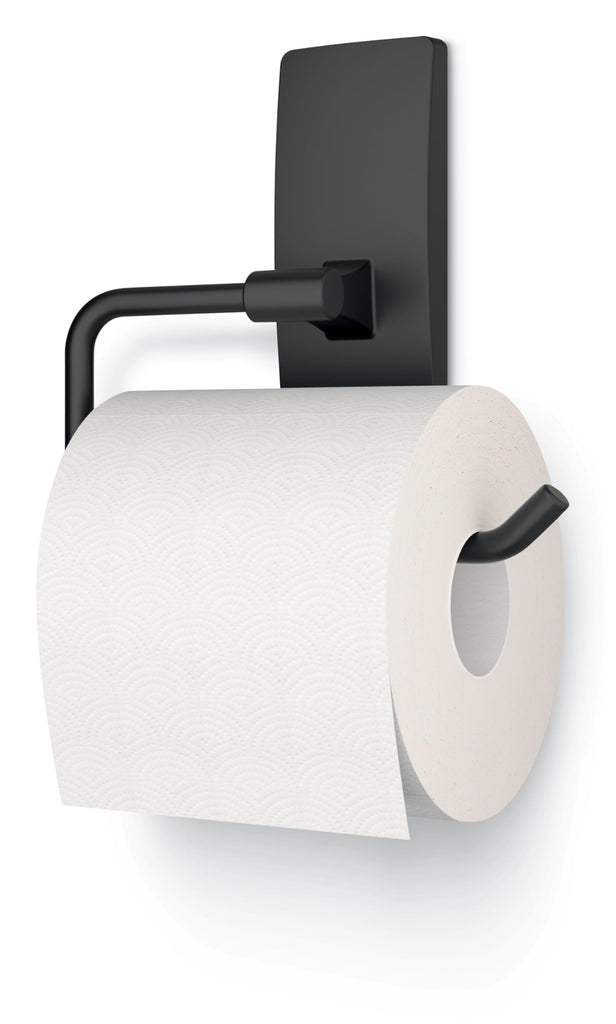 Toilet Paper Holder, Matte Black, 1 Holder, 2 Strips