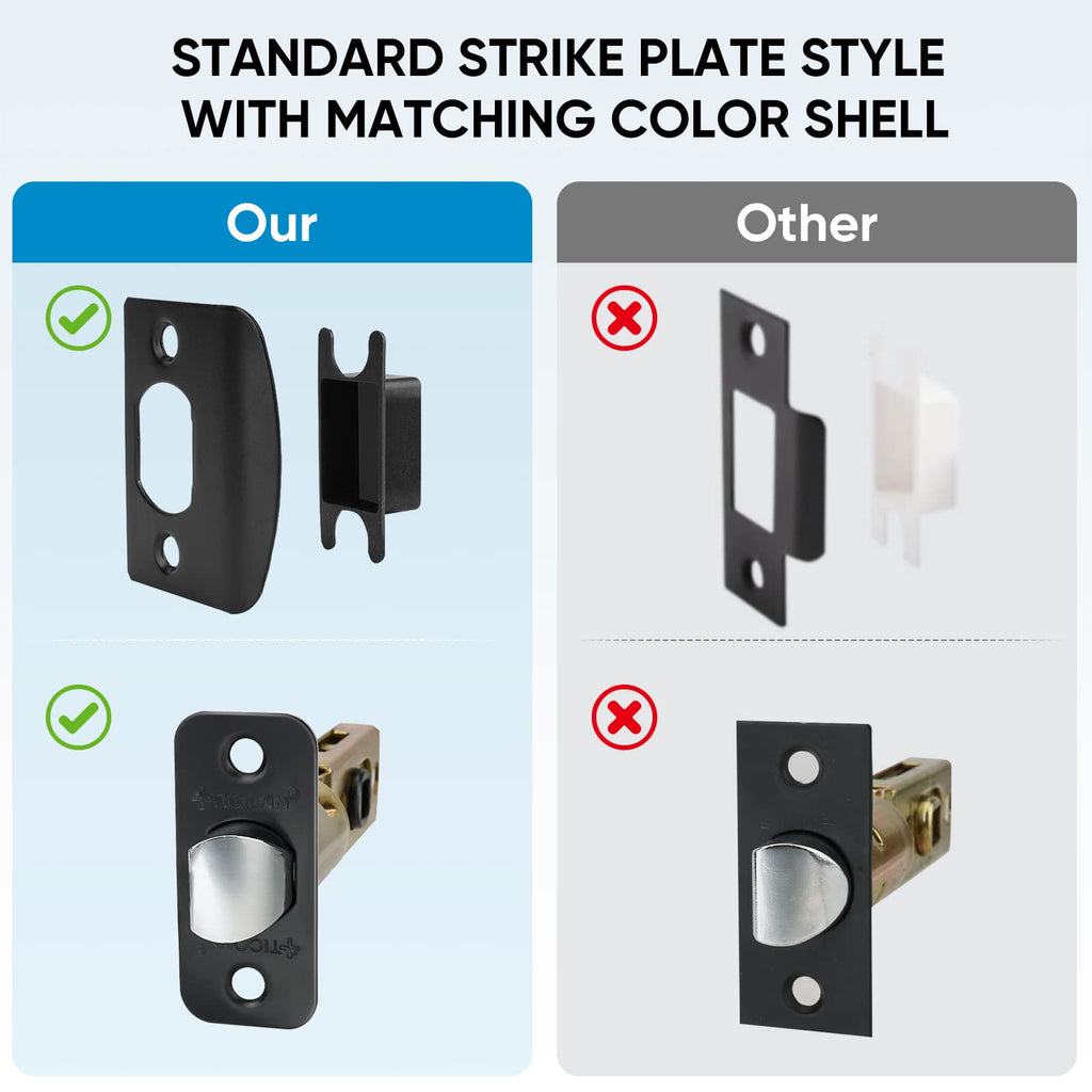 1PK Matte Black Door Handles Interior, Reversible Square Door Levers Knob (No Lock, 1PK Passage)