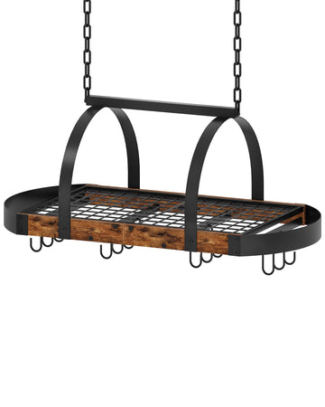 Hanging Pot Rack, Pot Hanger, Ceiling Mounted Pot Holder, Cookware Organizer with 12 S-Shaped Hooks, for Pot, Pan