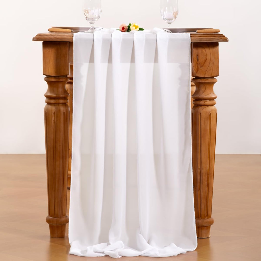 White Chiffon Table Runner Fall Boho Wedding Birthday Party Decor