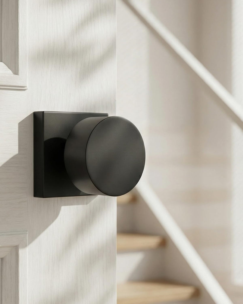Matte Black Passage Door Knobs Interior, Zinc Alloy Matte Black Door Knob , Non-Locking Function
