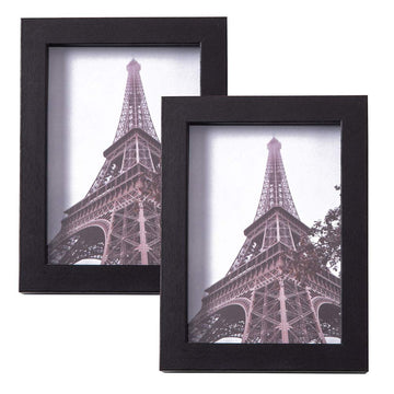 5x7 Shadow Box 3D Picture Frame, Wood & Real Glass, 2 Pack, Black
