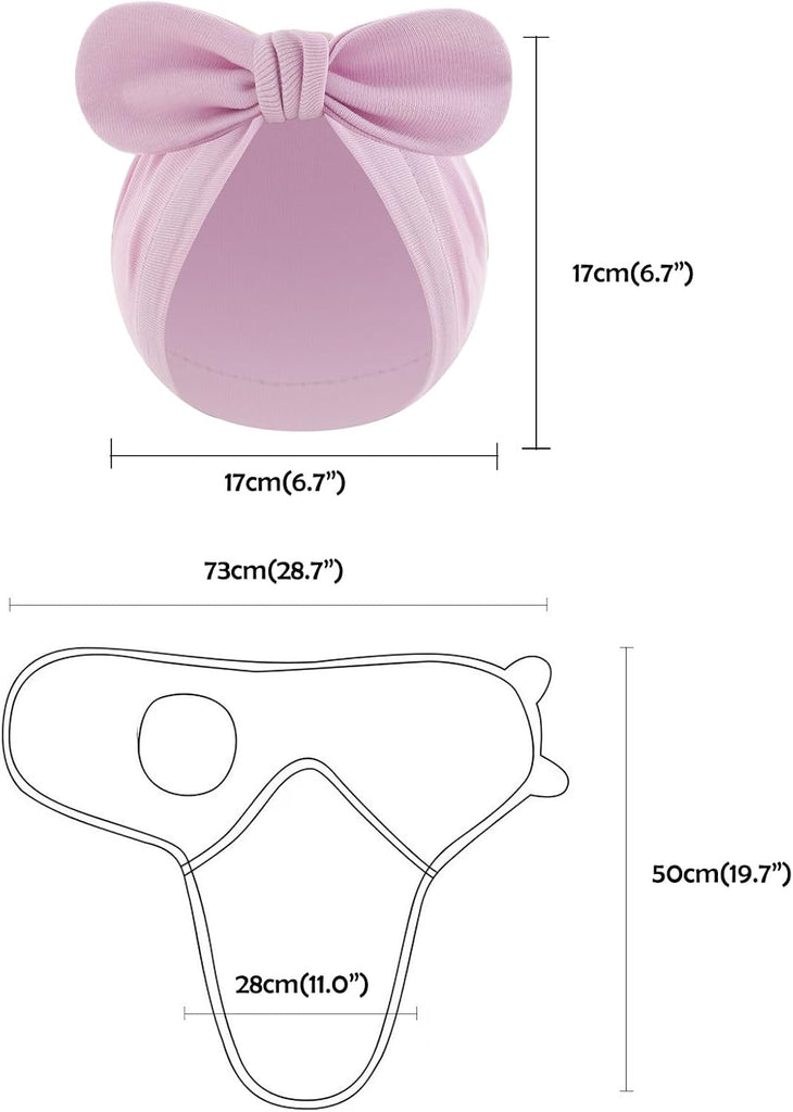 Pack Baby Swaddles for Newborns with Bow Hat for Girls Purple Set