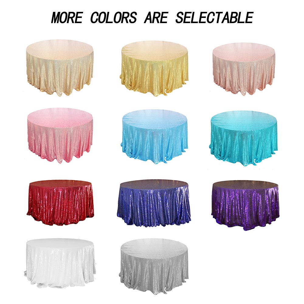Silver Sequin Tablecloth, Glitter Party Table Cover 120 Inch Round