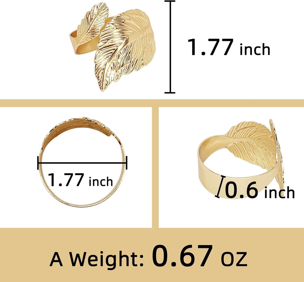 Gold Leaf Napkin Rings, Metal Material - Set of 8