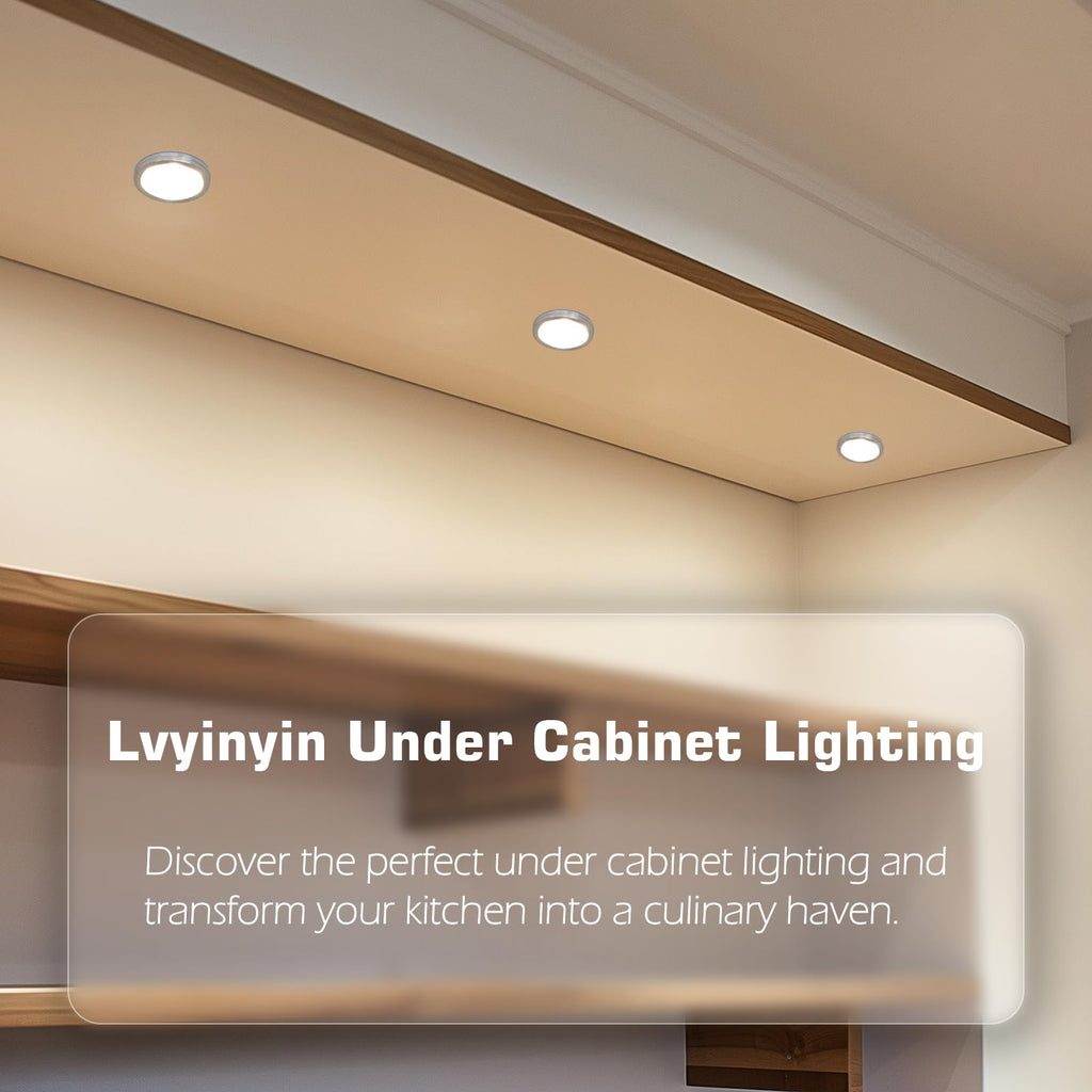 Single Under Cabinet LED Puck Light, Curio Display Case Shelf Counter Accent Lighting, 120V Electric Wired Wall Plug